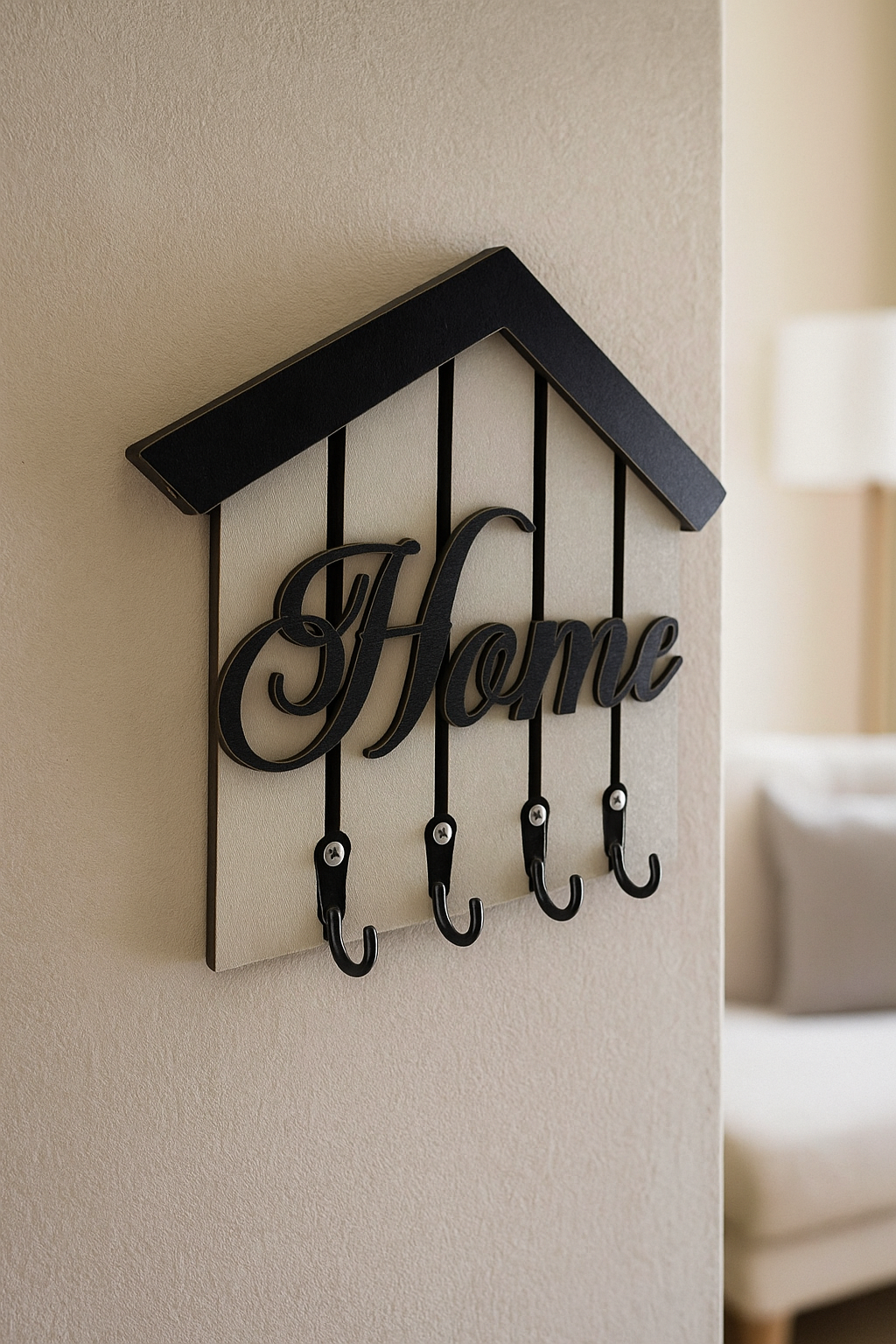 Home Yazılı Ev Şeklinde Duvar Anahtarlık Askısı
